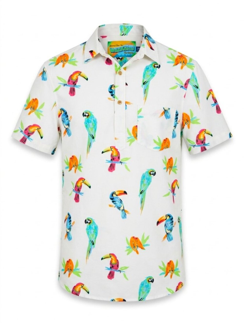 Chubbies The Nutter Dude Where's Macaw Popover Shirt | Parrot Print | S